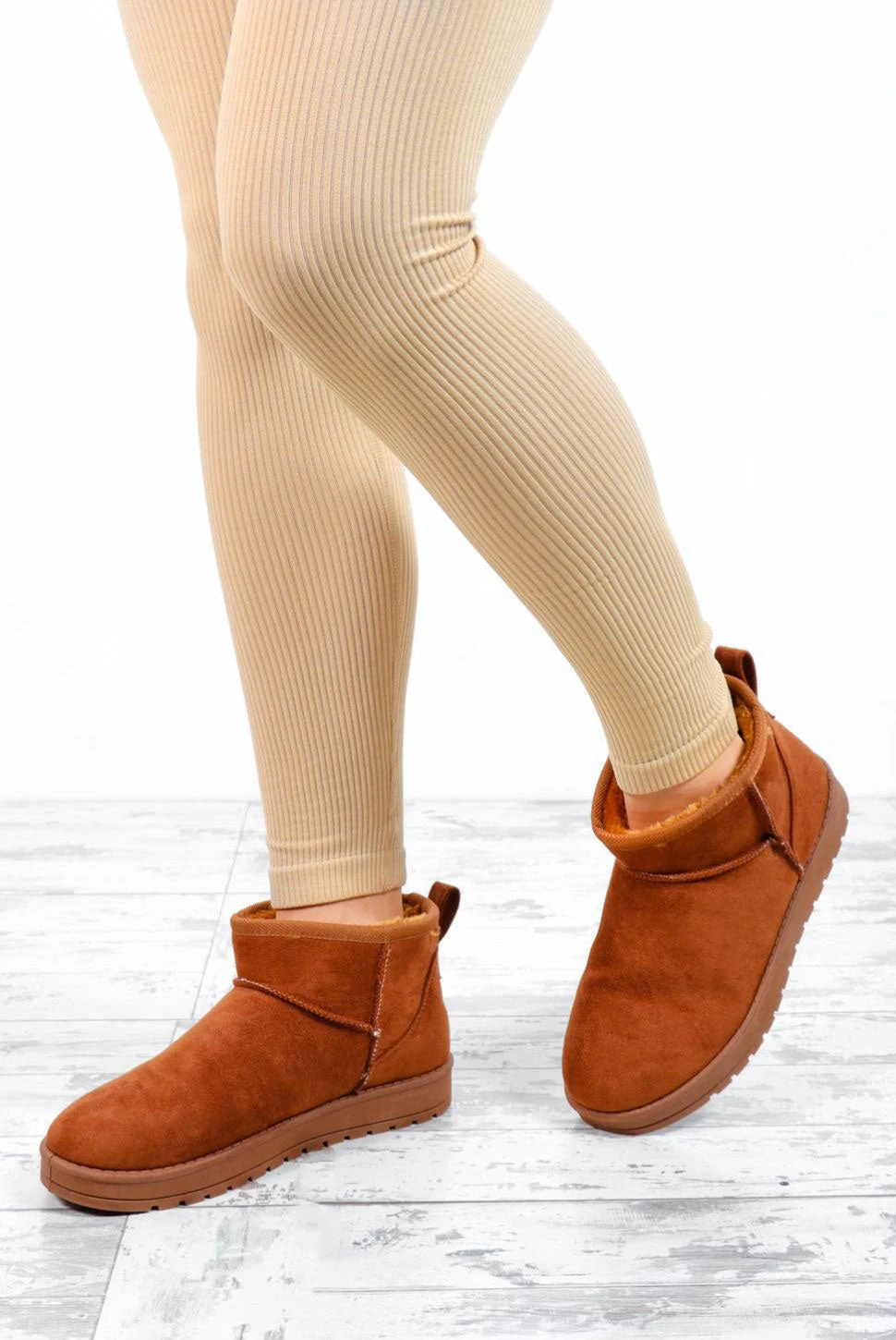 Step In My Direction - Chestnut Faux Suede Mini Ankle Boots 2 Step In My Direction - Chestnut Faux Suede Mini Ankle Boots - Image 2