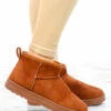 Step In My Direction - Chestnut Faux Suede Mini Ankle Boots