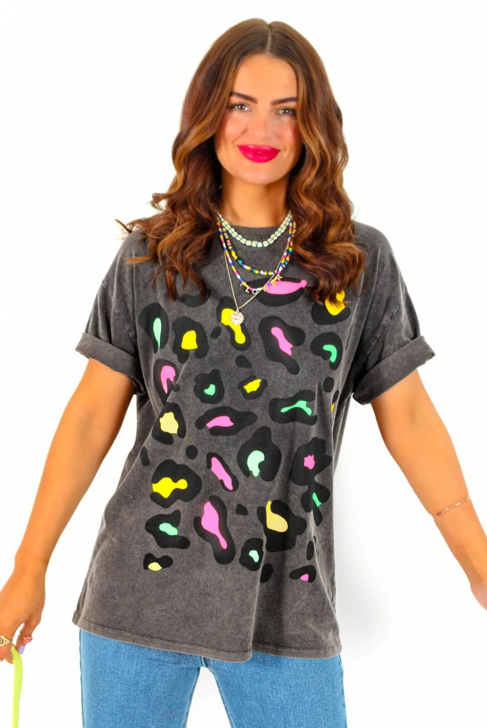 Still Driving Me Wild - Acid Wash Multi Leopard Print T-Shirt 2 Still Driving Me Wild - Acid Wash Multi Leopard Print T-Shirt - Image 2