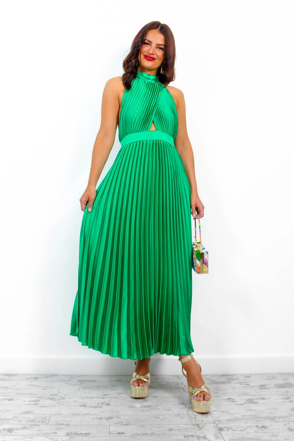Stolen Moment - Green Halter Neck Pleated Maxi Dress 7 Stolen Moment - Green Halter Neck Pleated Maxi Dress - Image 7
