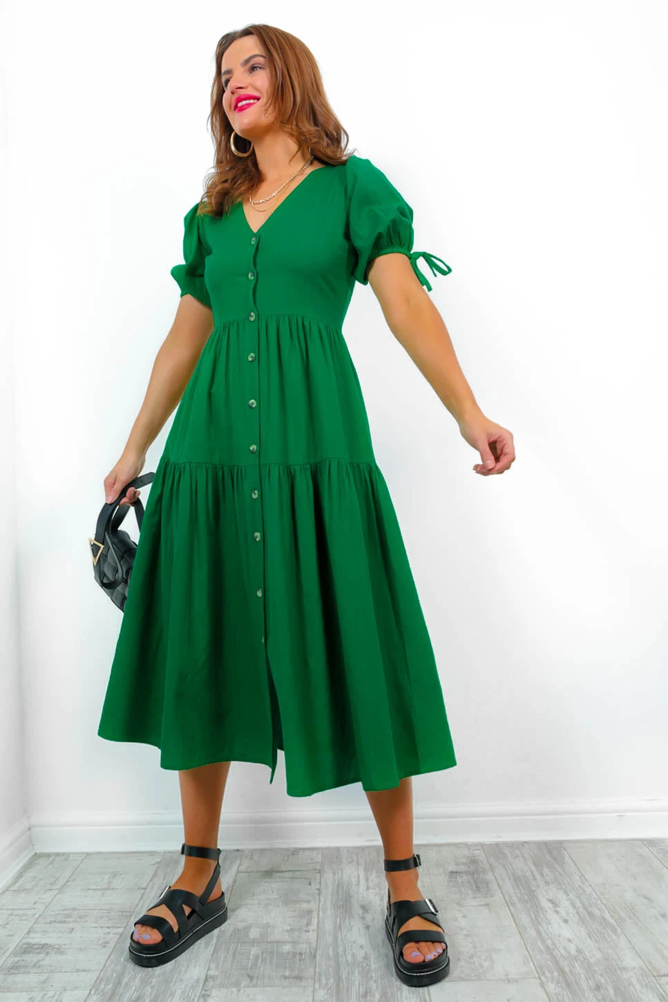 Sweet Amore - Green Tiered Midi Dress 1 Sweet Amore - Green Tiered Midi Dress