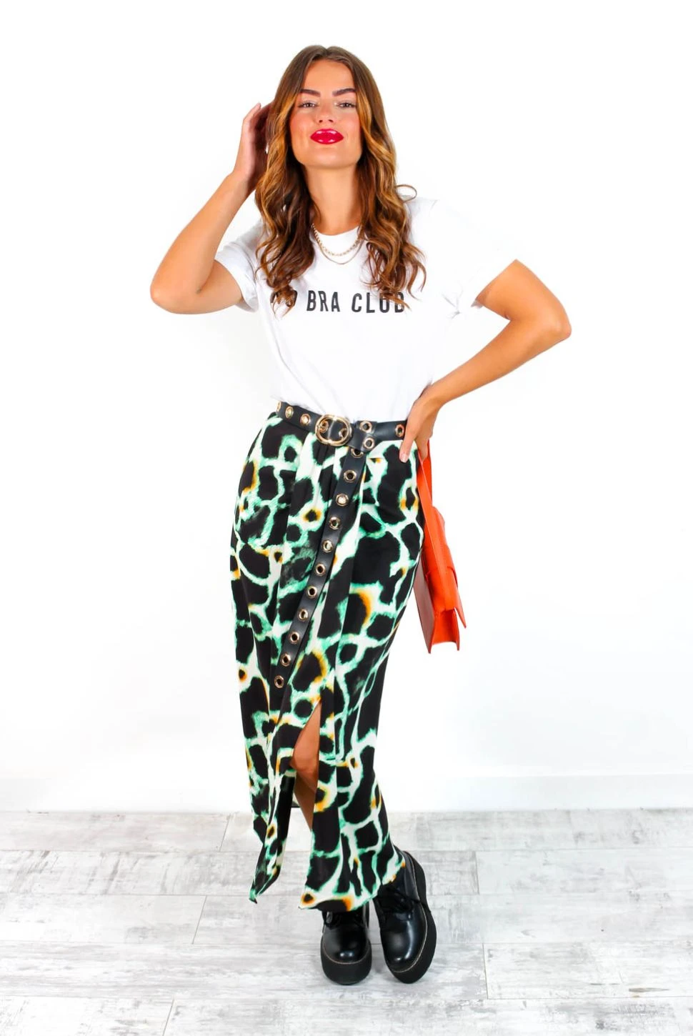 Tame Me - Black Cream Animal Print Gathered Midi Skirt 2 Tame Me - Black Cream Animal Print Gathered Midi Skirt - Image 2