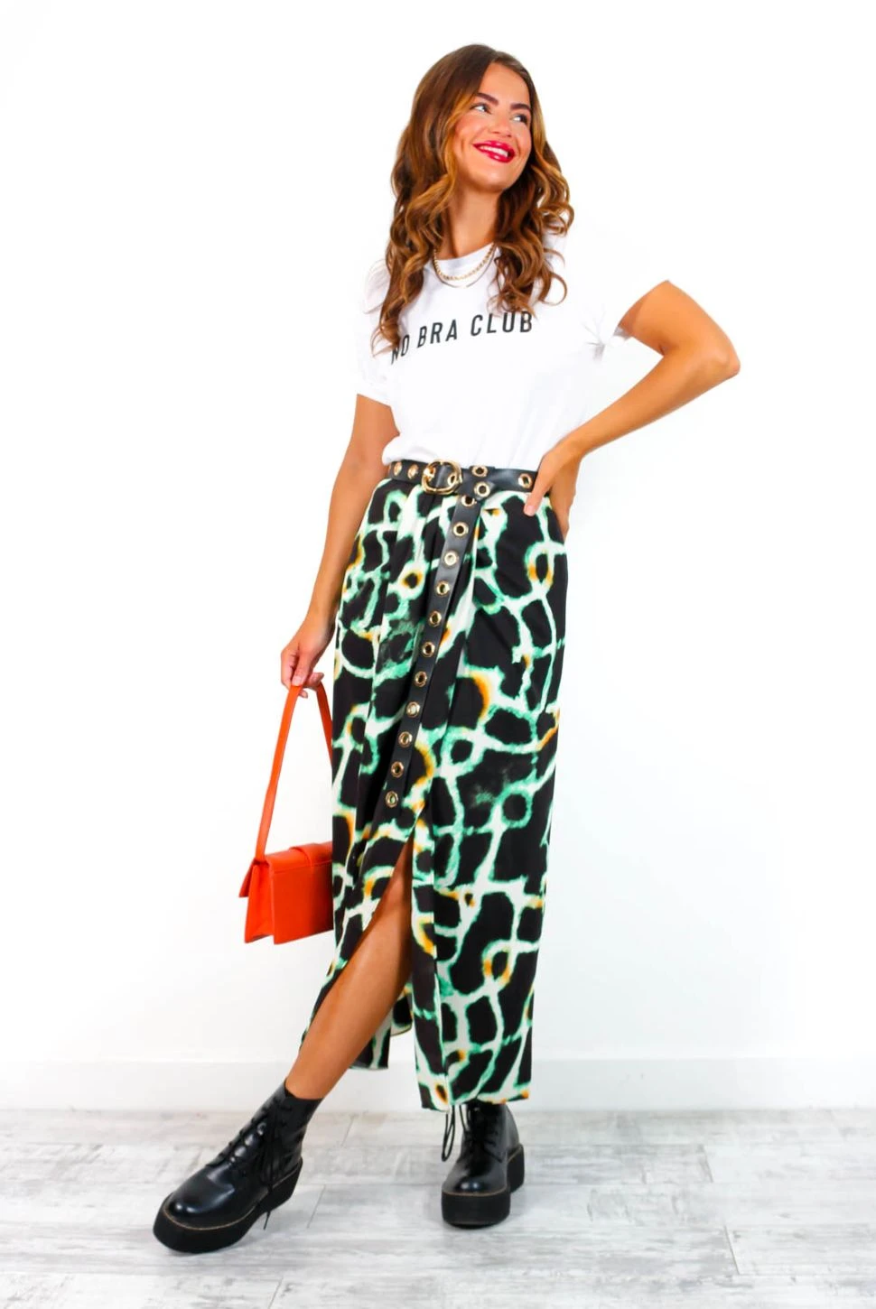 Tame Me - Black Cream Animal Print Gathered Midi Skirt 1 Tame Me - Black Cream Animal Print Gathered Midi Skirt
