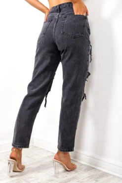 Tear It Up - Black Distressed Mom Jeans -Fashion Clothing Store TearItUp BlackDistressedMomJeans 4