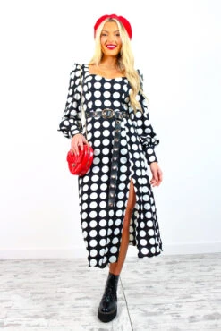 Thats My Opinion - Black White Polka Dot Midi Dress -Fashion Clothing Store That sMyOpinion BlackWhitePolkaDotMidiDress 4