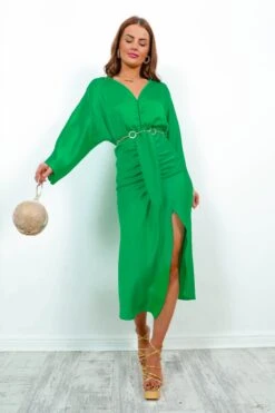 Thats Showbiz Baby - Green Draped Midi Dress -Fashion Clothing Store That sShowbizBaby GreenDrapedMidiDress2