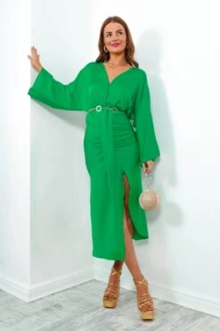 Thats Showbiz Baby - Green Draped Midi Dress -Fashion Clothing Store That sShowbizBaby GreenDrapedMidiDress4