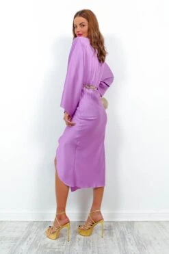 Thats Showbiz Baby - Lilac Draped Midi Dress -Fashion Clothing Store That sShowbizBaby LilacDrapedMidiDress 2