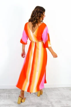 The Finer Things In Life - Pink Orange Ombre Midi Dress 7 The Finer Things In Life - Pink Orange Ombre Midi Dress -Fashion Clothing Store TheFinerThingsInLife PinkOrangeOmbreMidiDress