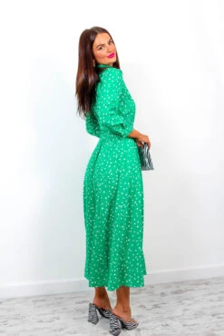 The Girl Is Wild - Green Spotted Maxi Shirt Dress -Fashion Clothing Store TheGirlIsWild GreenSpottedMaxiShirtDress 6