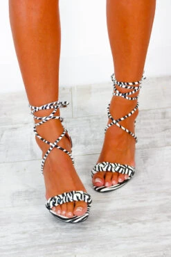 The High Life - Zebra Print Lace Up Heels 7 The High Life - Zebra Print Lace Up Heels -Fashion Clothing Store TheHighLife ZebraPrintLaceUpHeels 1