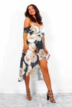 The Hot List - Black Floral Wrap Dress -Fashion Clothing Store TheHotList BlackFloralWrapDress2