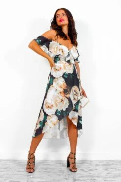 The Hot List - Black Floral Wrap Dress -Fashion Clothing Store TheHotList BlackFloralWrapDress4