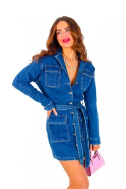 New Arrival -Fashion Clothing Store TheOneThatIWant DenimBeltedButtonUpMiniDress 3