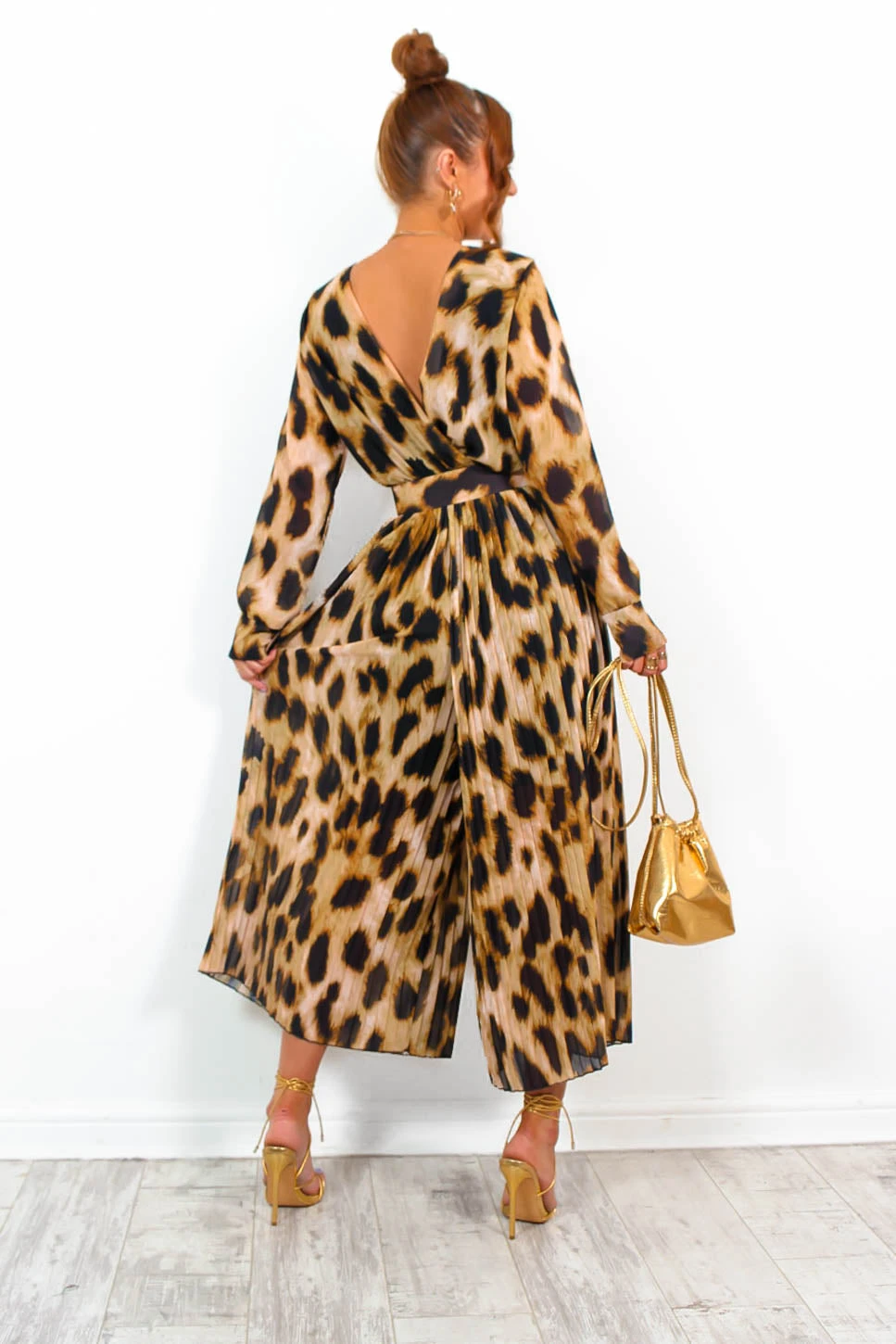 The Pleat Is On - Beige Leopard Pleated Jumpsuit 6 The Pleat Is On - Beige Leopard Pleated Jumpsuit - Image 6