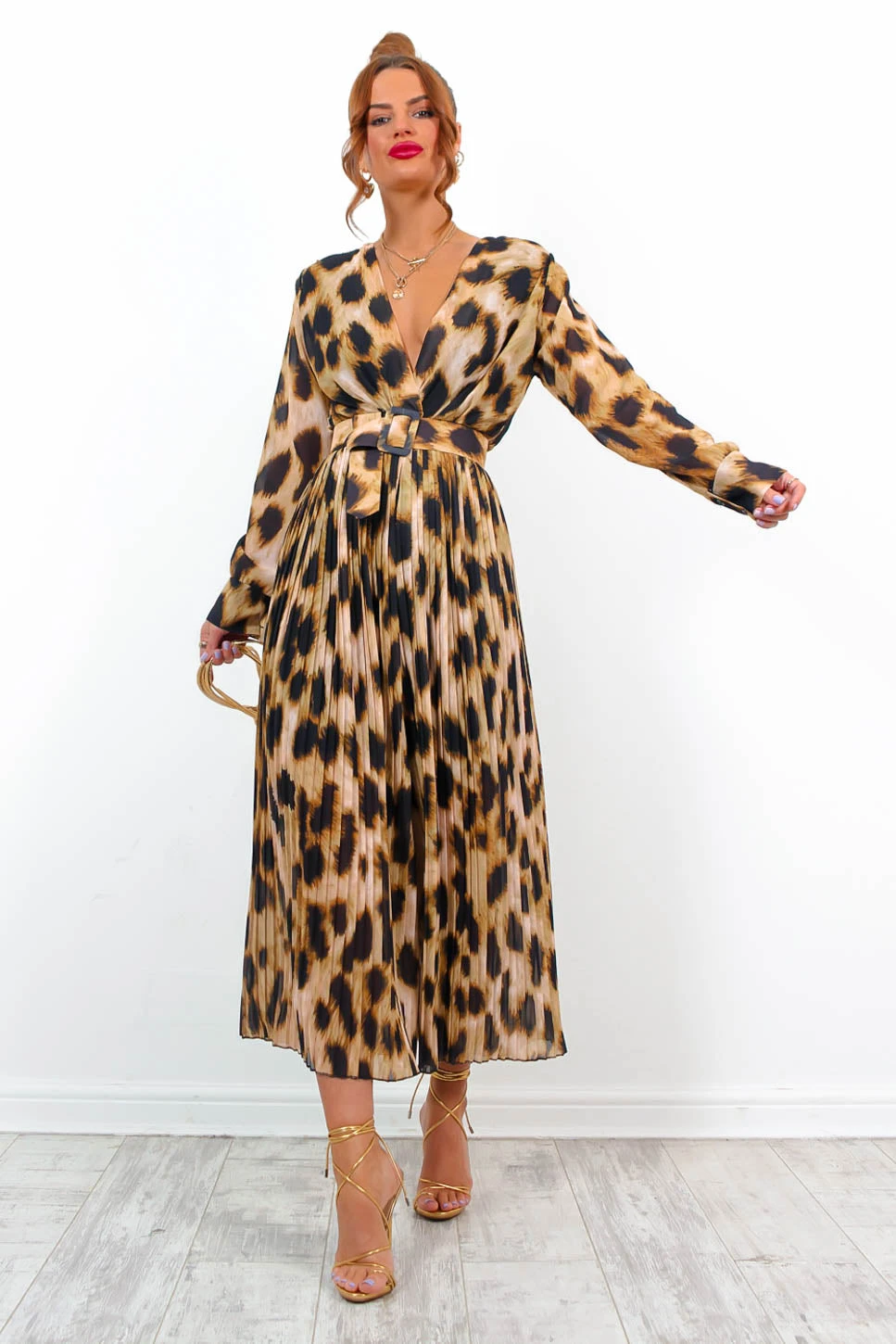 The Pleat Is On - Beige Leopard Pleated Jumpsuit 8 The Pleat Is On - Beige Leopard Pleated Jumpsuit - Image 8