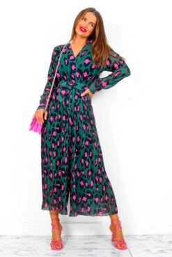 The Pleat Is On - Forest Fuchsia Leopard Pleated Jumpsuit -Fashion Clothing Store ThePleatIsOn ForestFuchsiaLeopardPleatedJumpsuit 2