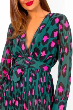 The Pleat Is On - Forest Fuchsia Leopard Pleated Jumpsuit -Fashion Clothing Store ThePleatIsOn ForestFuchsiaLeopardPleatedJumpsuit 5