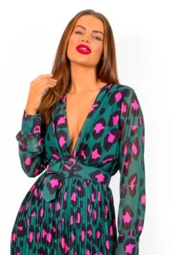 New Arrival -Fashion Clothing Store ThePleatIsOn ForestFuchsiaLeopardPleatedJumpsuit 6