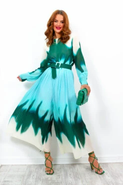 The Pleat Is On - Green Blue Ombre Pleated Jumpsuit -Fashion Clothing Store ThePleatIsOn GreenBlueOmbrePleatedJumpsuit3