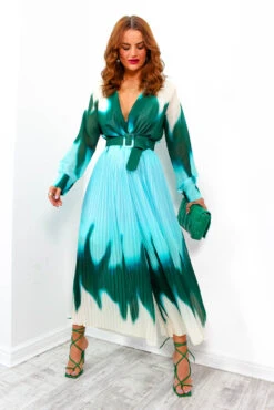 The Pleat Is On - Green Blue Ombre Pleated Jumpsuit -Fashion Clothing Store ThePleatIsOn GreenBlueOmbrePleatedJumpsuit6