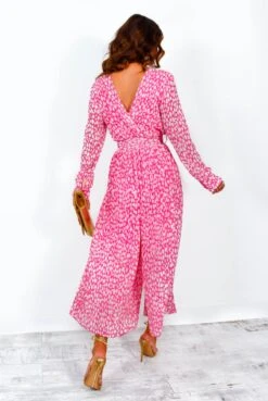 The Pleat Is On - Pink White Animal Print Pleated Jumpsuit -Fashion Clothing Store ThePleatIsOn PinkWhiteAnimalPrintPleatedJumpsuit 4