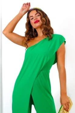 The Sweet Escape - Green One Shoulder Drape Jumpsuit 7 The Sweet Escape - Green One Shoulder Drape Jumpsuit -Fashion Clothing Store TheSweetEscape GreenOneShoulderDrapeJumpsuit 3