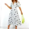 Thinking Of You - White Black Polka Dot Midi Dress