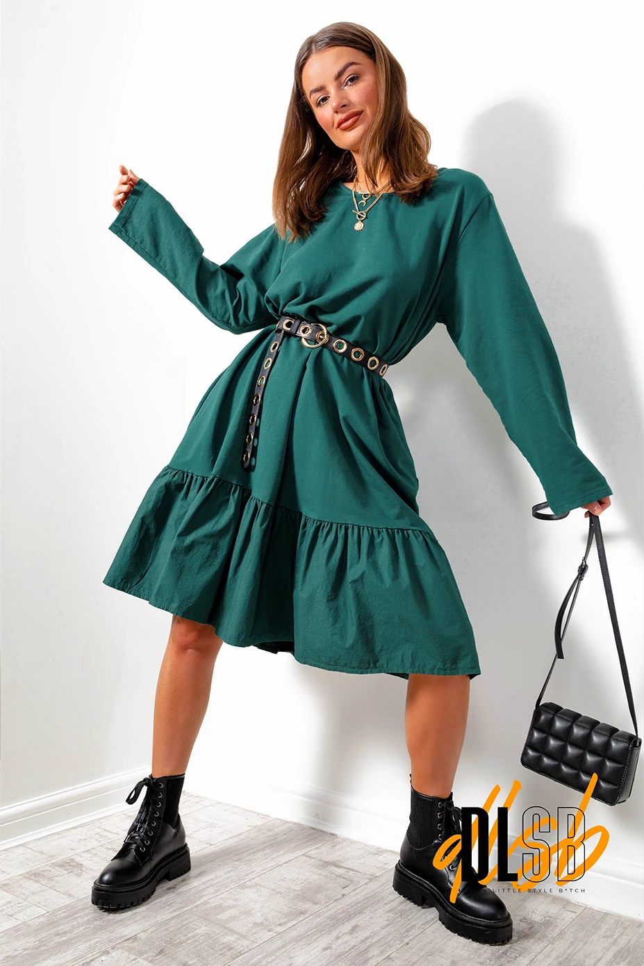 Tier My Love - Forest Long Sleeved Midi Dress 2 Tier My Love - Forest Long Sleeved Midi Dress - Image 2