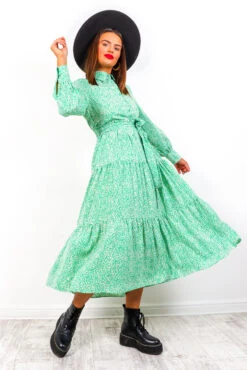 Tiers Of Green - Midi Shirt Dress -Fashion Clothing Store TiersofGreen MidiSmockDress 2