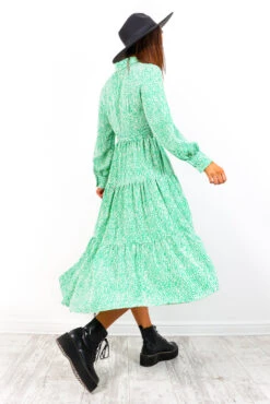 Tiers Of Green - Midi Shirt Dress -Fashion Clothing Store TiersofGreen MidiSmockDress 3
