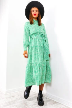 Tiers Of Green - Midi Shirt Dress -Fashion Clothing Store TiersofGreen MidiSmockDress 5