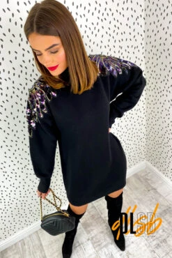 Time To Shine - Black Knitted Jumper Dress 26 Time To Shine - Black Knitted Jumper Dress -Fashion Clothing Store Time To Shine Black Knitted Jumper Dress 3