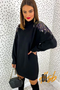 Time To Shine - Black Knitted Jumper Dress 27 Time To Shine - Black Knitted Jumper Dress -Fashion Clothing Store Time To Shine Black Knitted Jumper Dress 4