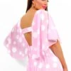 Timeless - Baby Pink Polka Dot Pleated Maxi Dress