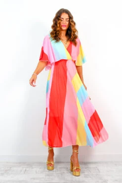 Timeless - Candy Stripe Pleated Midi Dress -Fashion Clothing Store Timeless CandyStripePleatedMidiDress