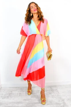 Timeless - Candy Stripe Pleated Midi Dress -Fashion Clothing Store Timeless CandyStripePleatedMidiDress 2