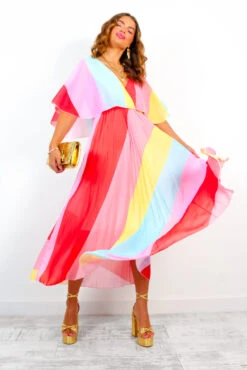 Timeless - Candy Stripe Pleated Midi Dress -Fashion Clothing Store Timeless CandyStripePleatedMidiDress 4