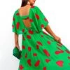Timeless - Green Red Printed Pleated Maxi Dress