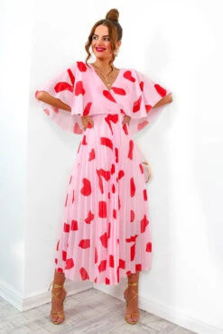 Timeless - Red Pink Pleated Maxi Dress
