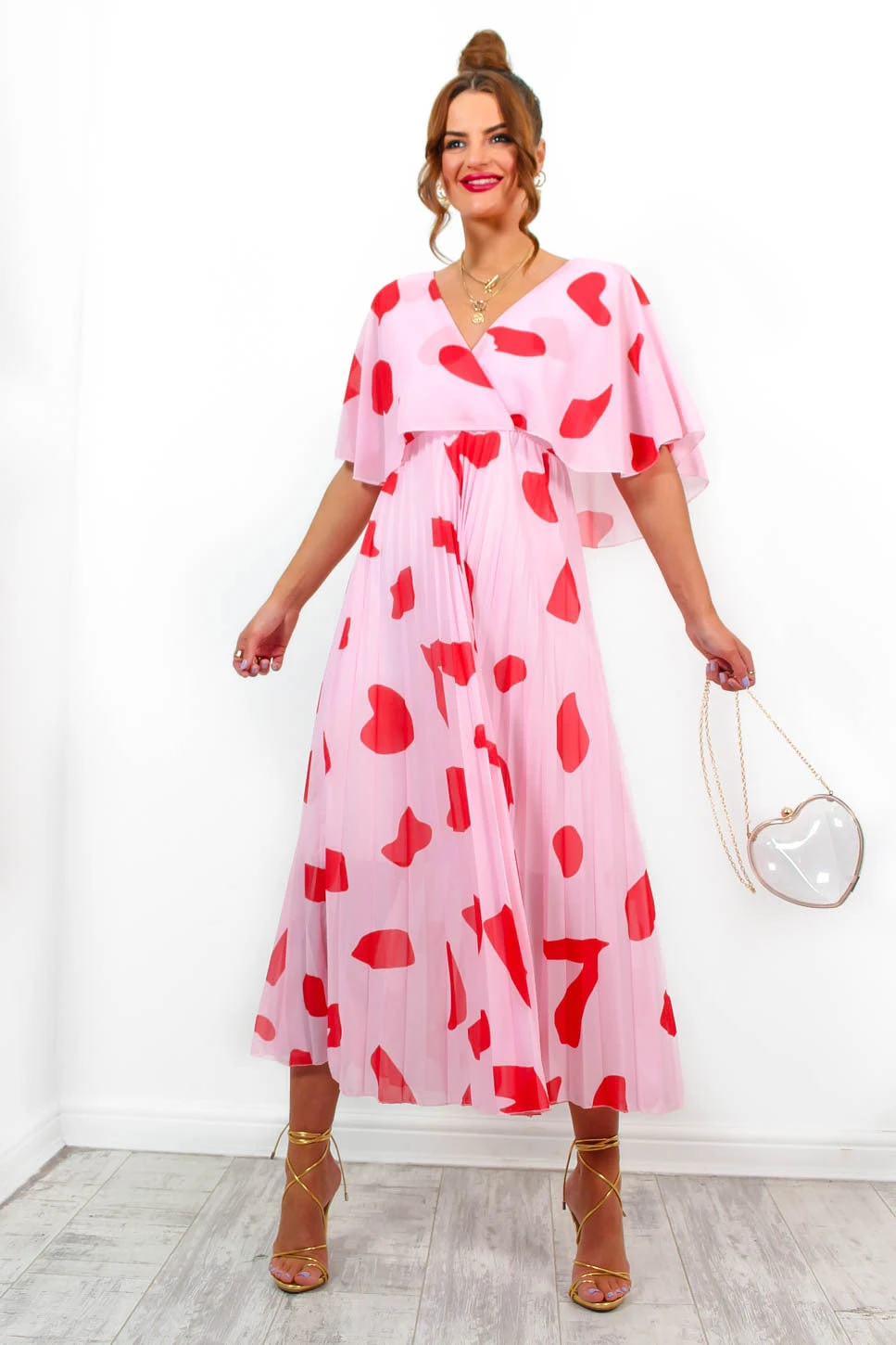 Timeless - Red Pink Pleated Maxi Dress 3 Timeless - Red Pink Pleated Maxi Dress - Image 3