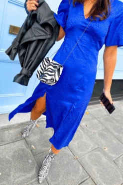 Together Forever - Cobalt Jacquard Animal Midi Dress