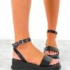 Too Hot To Sandal - Black Chunky Platform PU Sandals