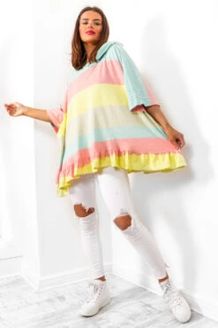 Total Stripe Out - Mint Multi Hooded Top -Fashion Clothing Store TotalStripeOut MintMultiHoodedTop 1