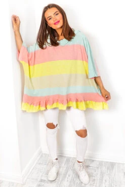 Total Stripe Out - Mint Multi Hooded Top -Fashion Clothing Store TotalStripeOut MintMultiHoodedTop 2