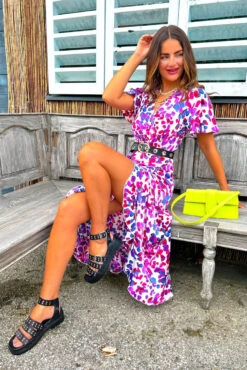 Totally Frilling - Purple Multi Spotted Midi Dress