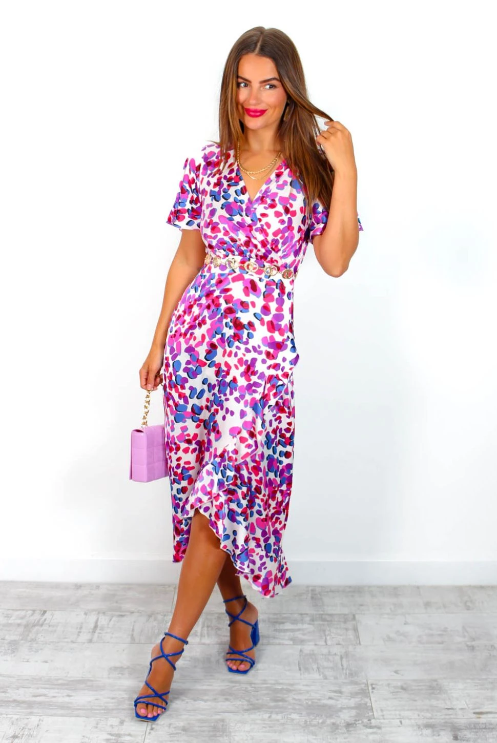 Totally Frilling - Purple Multi Spotted Midi Dress 6 Totally Frilling - Purple Multi Spotted Midi Dress - Image 6
