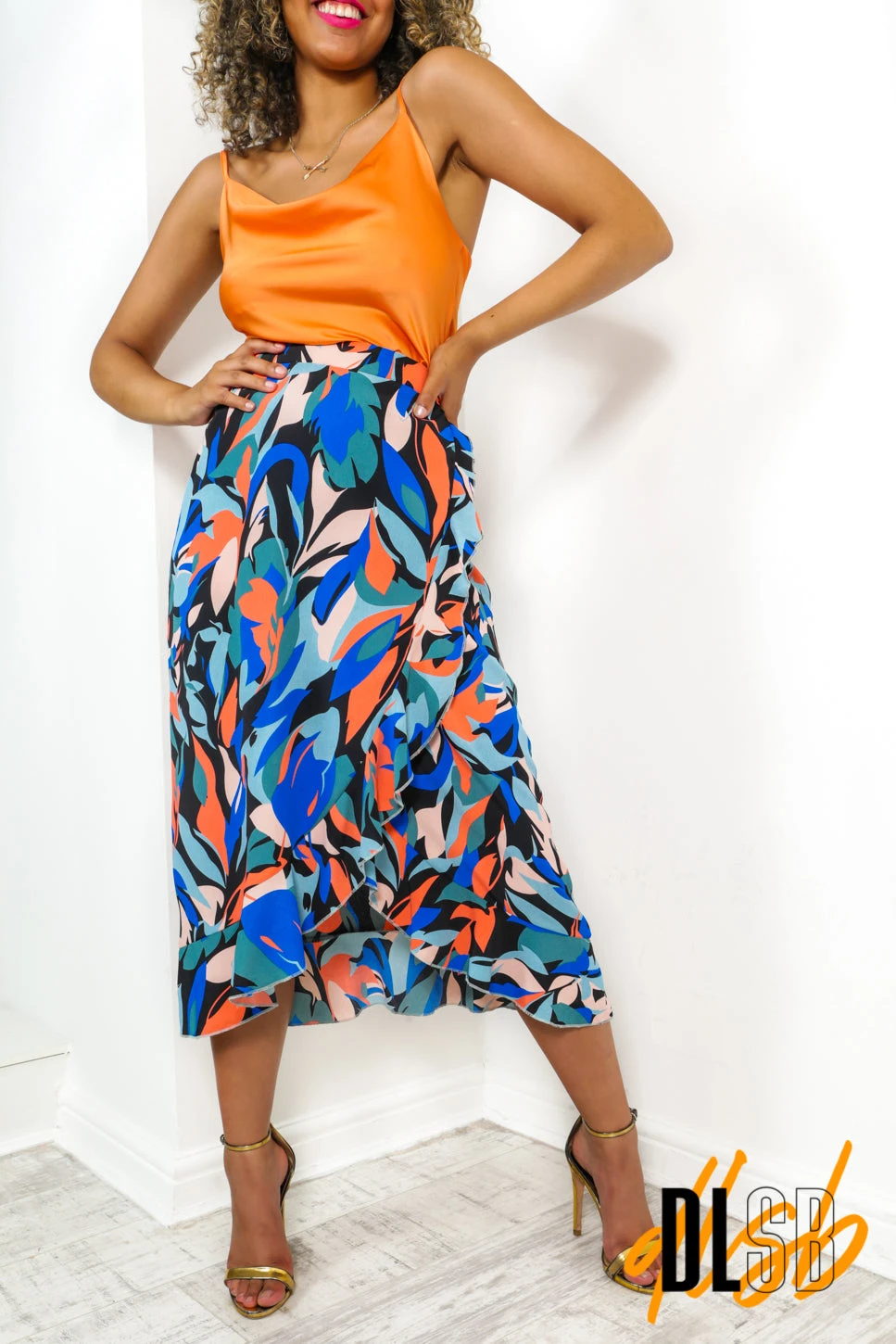 Totally Not Basic - Blue Coral Printed Midi Skirt 3 Totally Not Basic - Blue Coral Printed Midi Skirt - Image 3