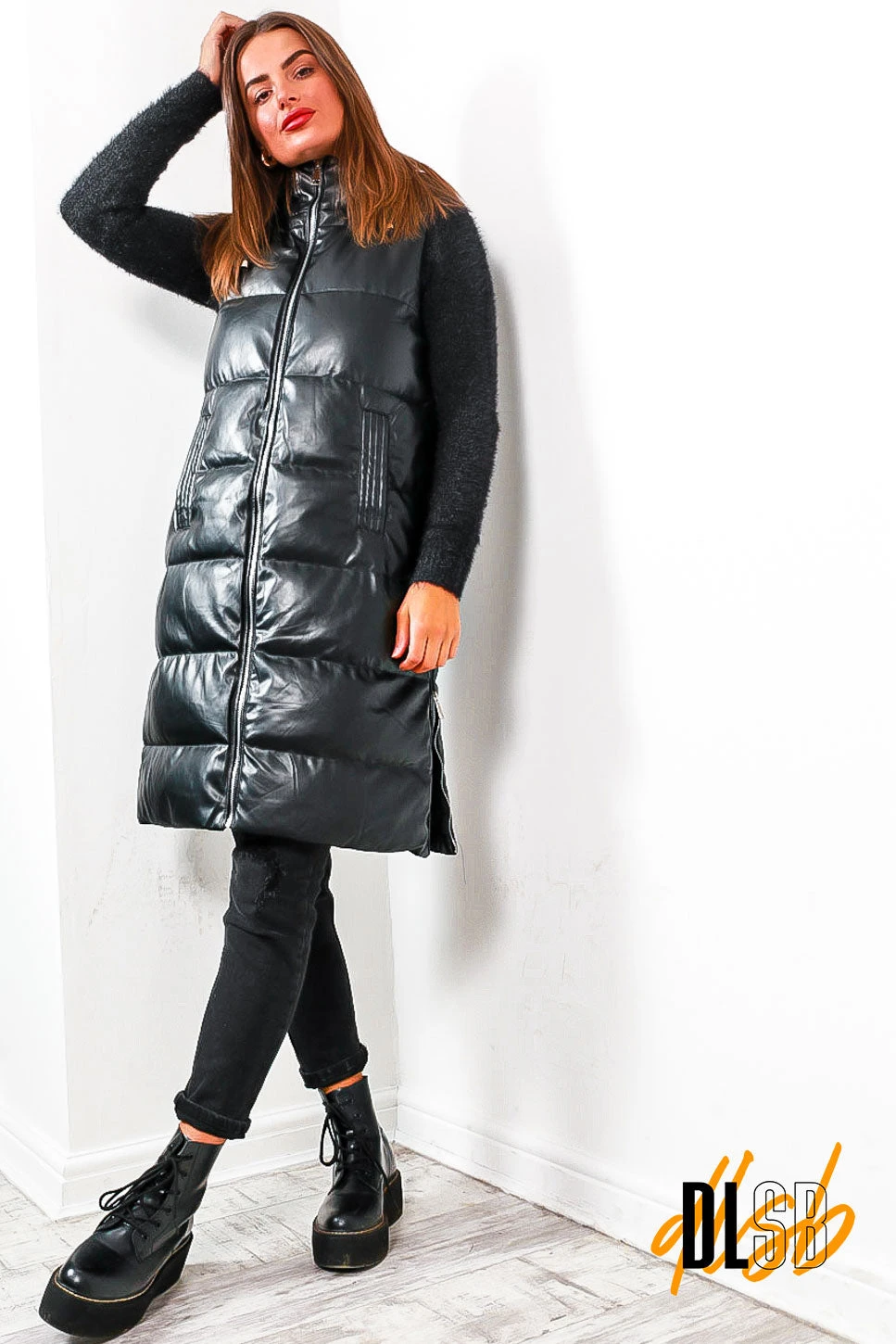 Touch Hood - Black Long Hooded Gilet 1 Touch Hood - Black Long Hooded Gilet