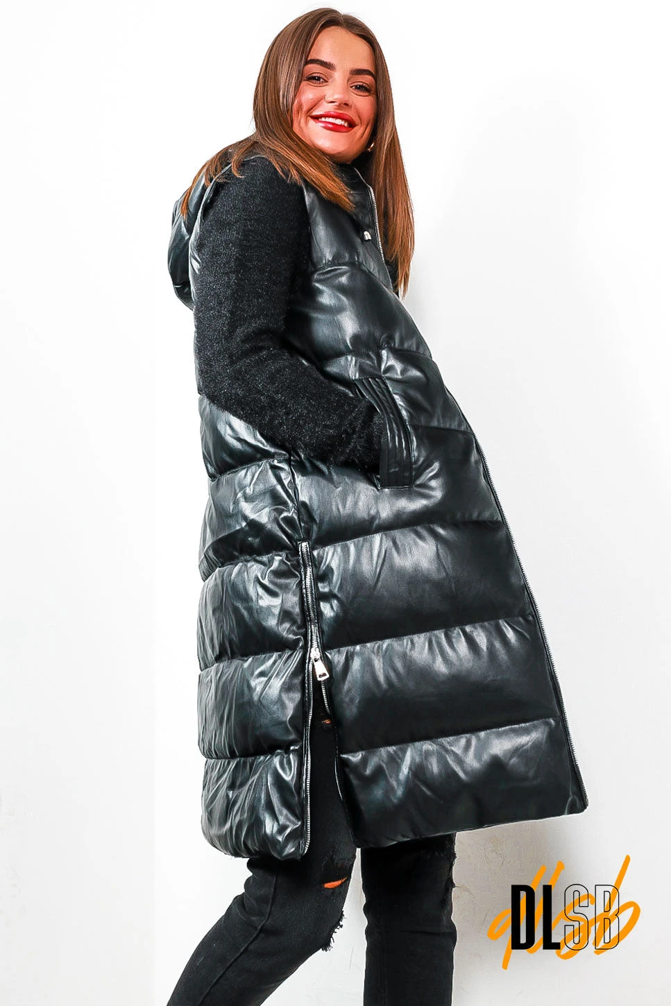 Touch Hood - Black Long Hooded Gilet 2 Touch Hood - Black Long Hooded Gilet - Image 2